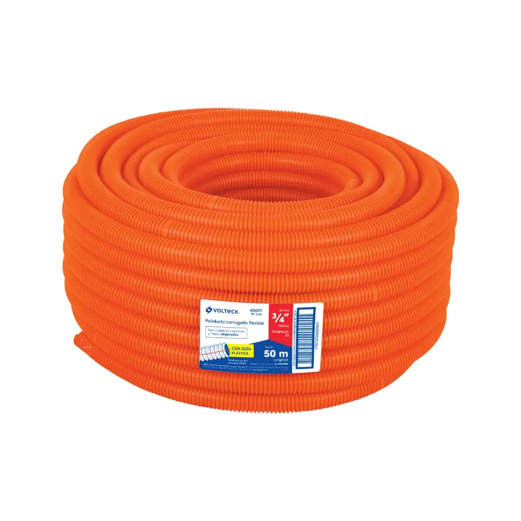 POLIDUCTO 3/4" CORRUGADO FLEX. C/GUÍA, ROLLO 50 M 45017 VOLTECK