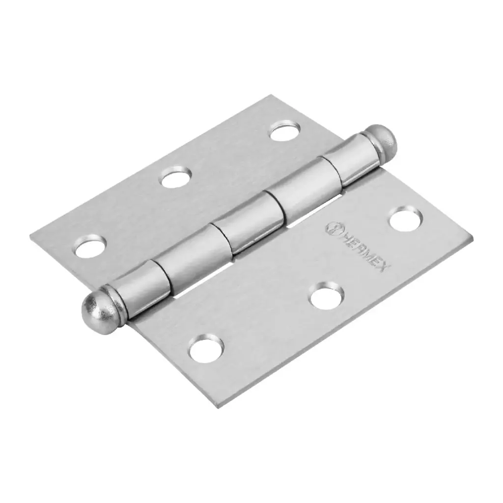 BISAGRA CUADRADA 3" ACERO CROMO MATE, REDONDA, 43256 HERMEX