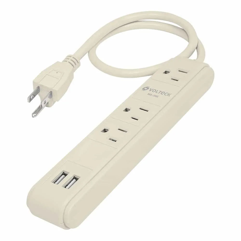 [46089] REGLETA 3 ENT./2PUERTOS USB 46089 VOLTECK