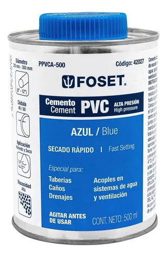 [42027] CEMENTO P/PVC AZUL, ALTA PRESIÓN, LATA 500ML 42027 FOSET
